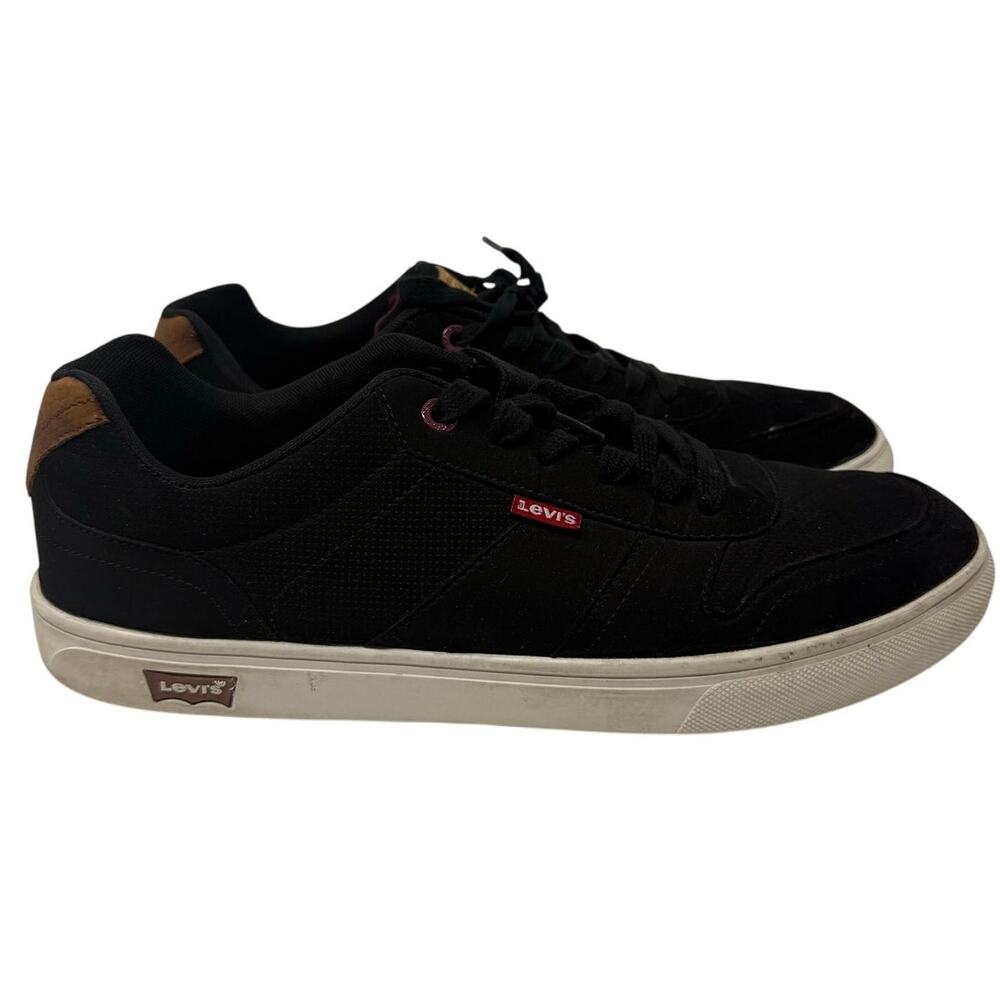 Levi’s Men’s 13 Shoes Black Sneakers Brown Heel Casual Low Top